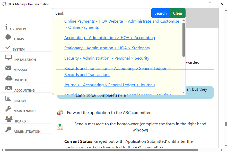 HOA Manager Documentation - Search